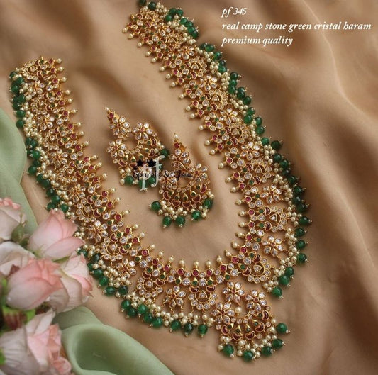 Real Green Crystal Stone Necklace Set