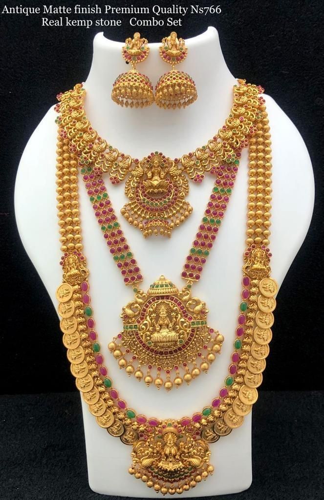 Pushpa Super Combo Gold Plated Necklace Set