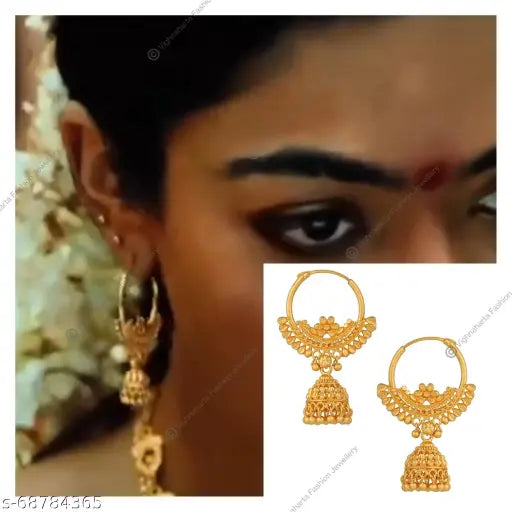 Tollywood Movie Pushpa 1 Gram Gold Plated alloy Srivalli Jhumki Earring,